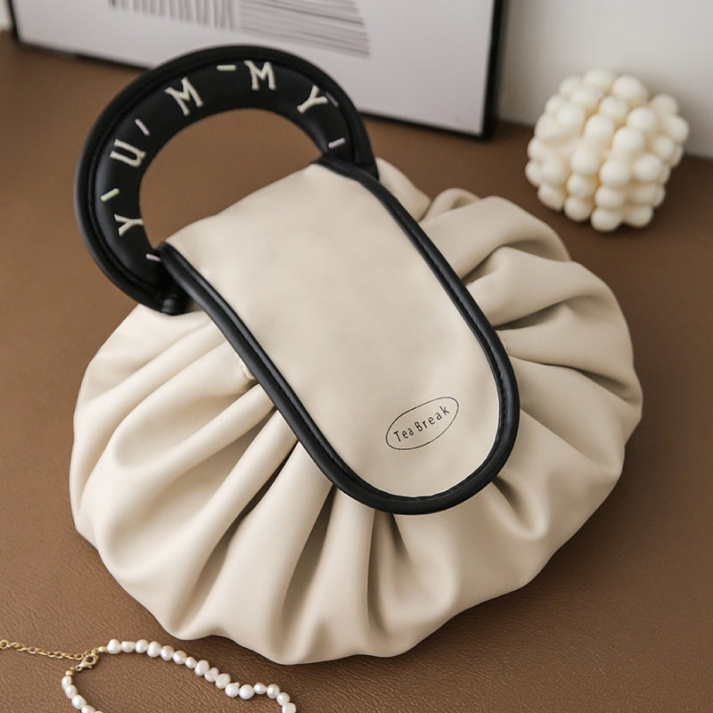 Portable Drawstring Cosmetic Bag Handbags Toiletry Bags Women Gym From House Milk Apricot