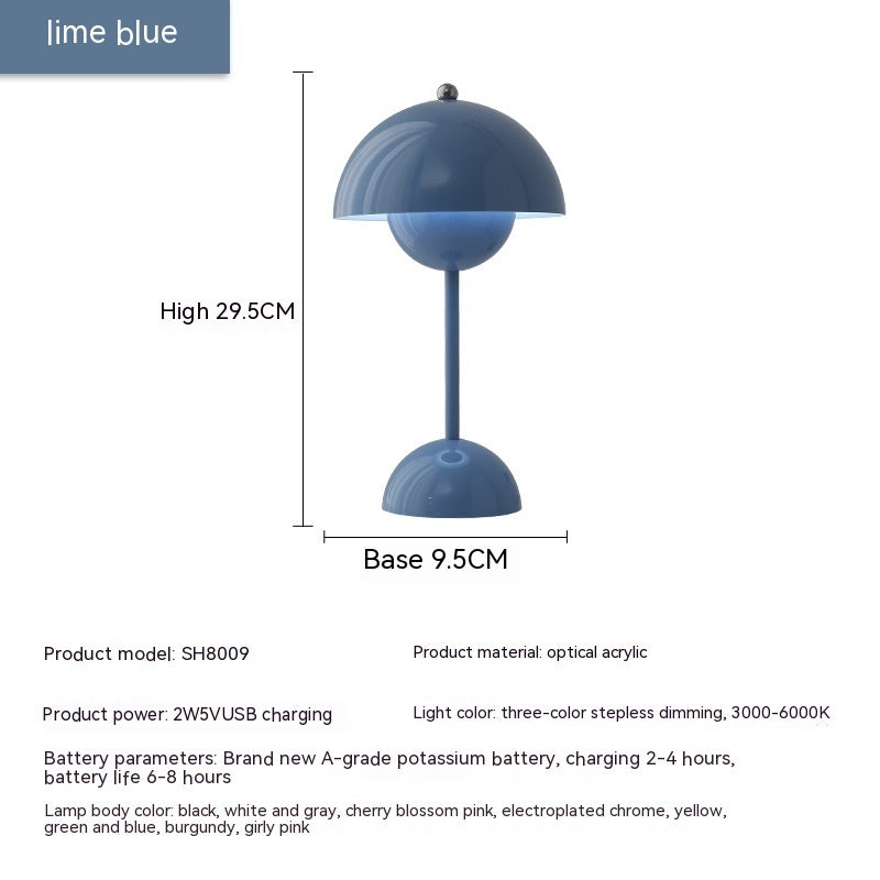 Mushroom Table Lamp Desk Lamp Touch Portable Lamp Home Decor dealsniper-net Charging Three Colors 2W Lime Blue