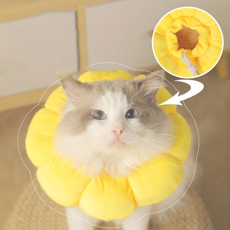 Cat Small Dog Recovery Collar, Cute Sunflower Neck Cone Pets Gym From House