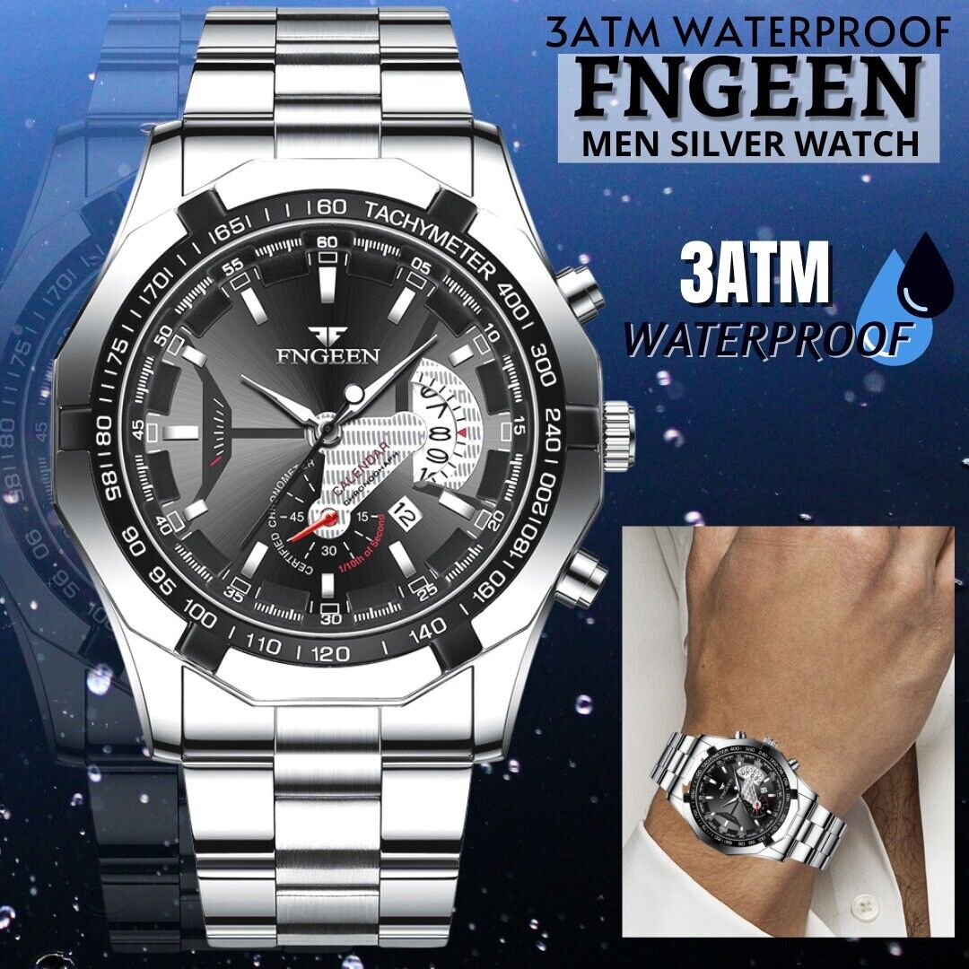 Classic Silver Watch For Men Quartz Analog Wristwatch Stainless Steel Business Jewelry dealsniper-net