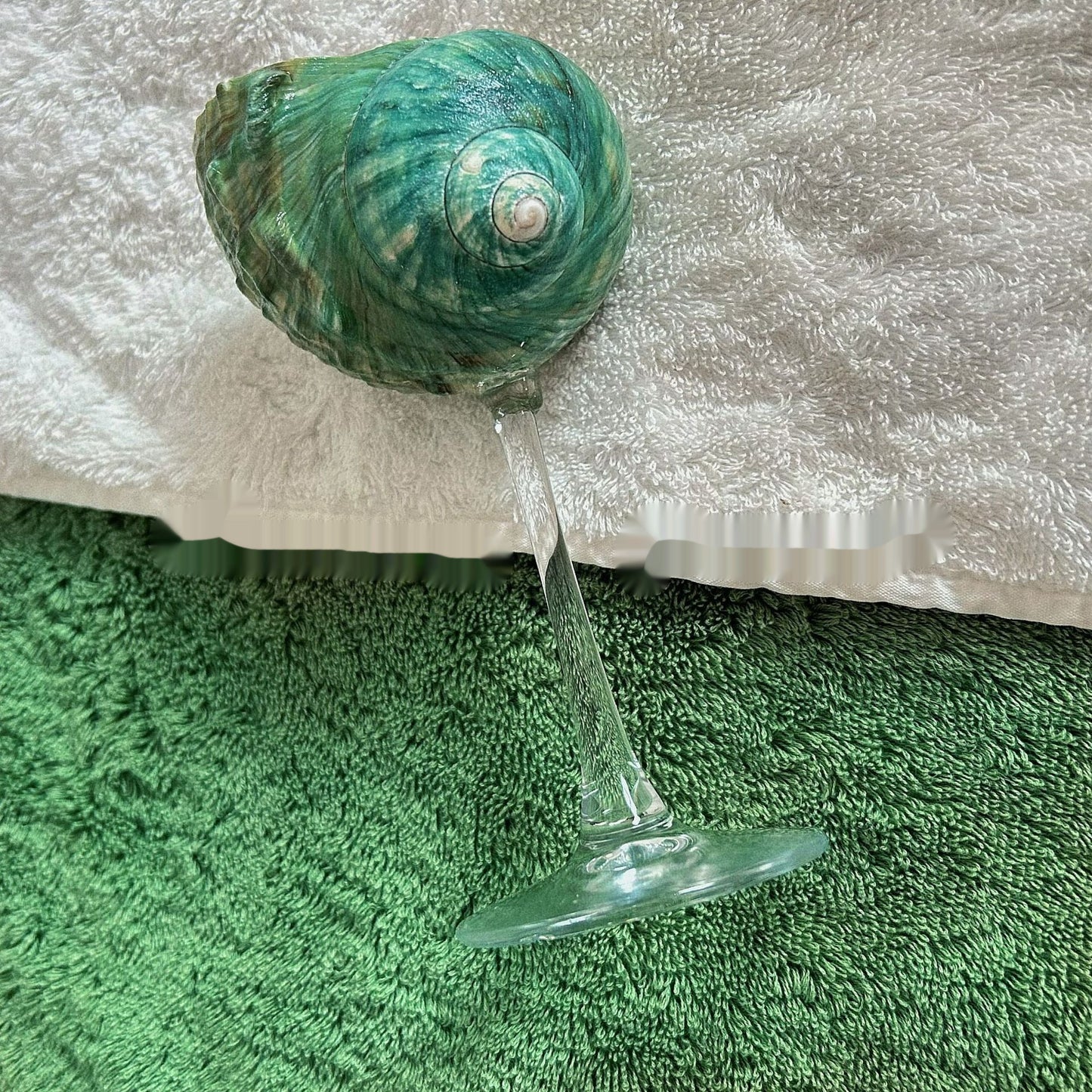 Ins Handmade Shell Conch Wine Glass Aromatherapy Dish Kitchen DealSniper.net Transparent Bottom Green