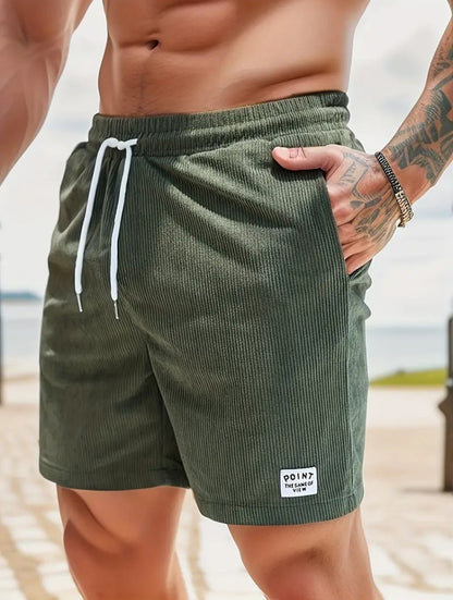 Lace-up Drawstring Shorts Summer Corduroy Sports Short Pants Mens Clothing Men dealsniper-net 2XL Army Green 1PC