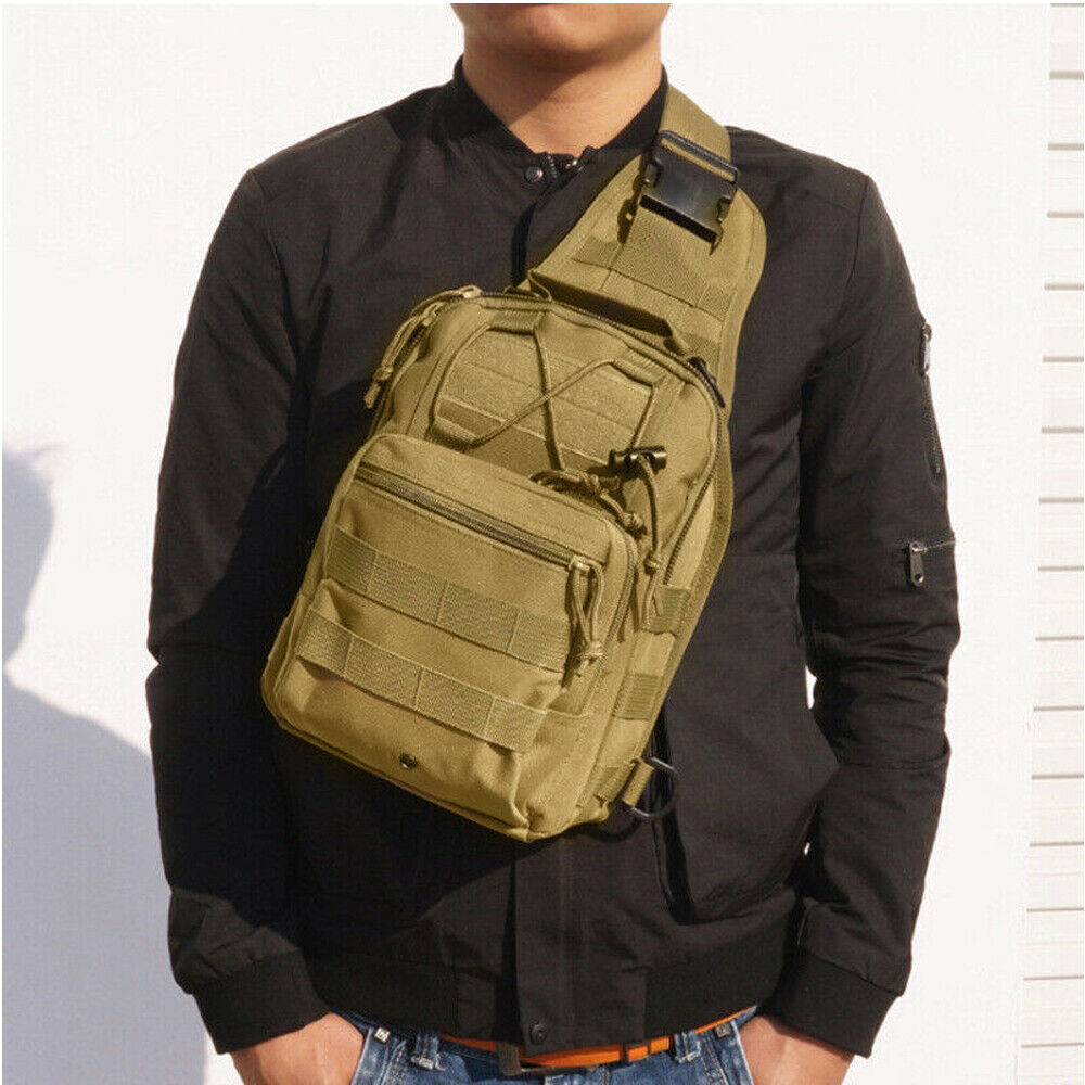 Mens Backpack Waterproof Tactical Sling Chest Pack Shoulder Bag Outdoor Hiking Men DealSniper.net