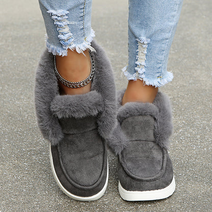 Snow Boots Warm Winter Shoes Plush Fur Ankle Boots Women Women DealSniper.net Grey Size35