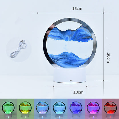 Desktop Quicksand Painting Dynamic Decoration Hourglass Lamp Home Decor Gym From House Blue USB