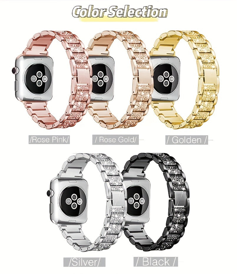Metal Diamond-encrusted Watch Band Jewelry DealSniper.net Black
