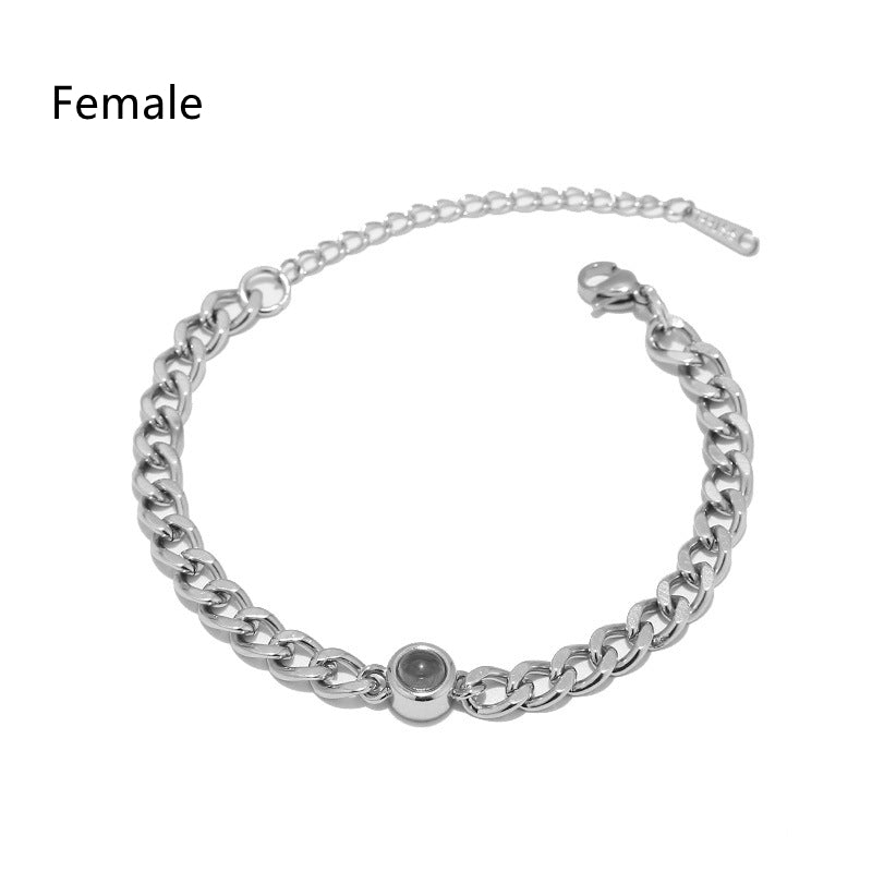 Titanium Steel Personalized Photo Custom Bracelet Jewelry Gym From House Silver female