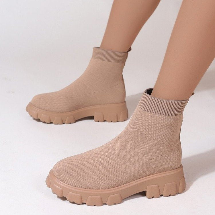 Fashion Ankle Boot Low Heel Sock Boots For Women Women dealsniper-net Dark khaki Size35