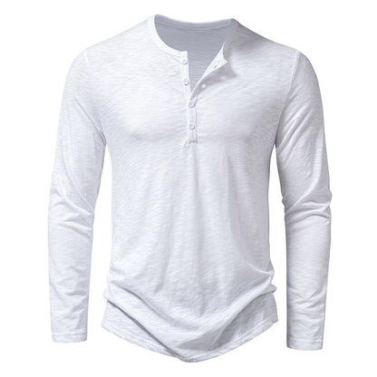 Men's Long-sleeved T-shirt Fashion Casual Solid Color Men Gym From House White L
