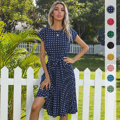 Summer Women Polka Dot Short Sleeve Dress Casual