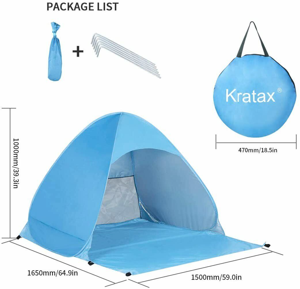 Pop Up Beach Tent For 1-3 Person Rated UPF For UV Sun Protection Waterproof Outdoor DealSniper.net