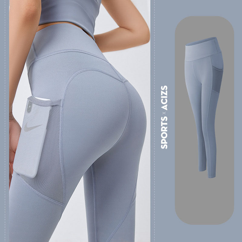 Yoga Pants Women With Pocket Leggings Sport Girl Gym Leggings Women Gym From House Grey Lake Blue 2XL