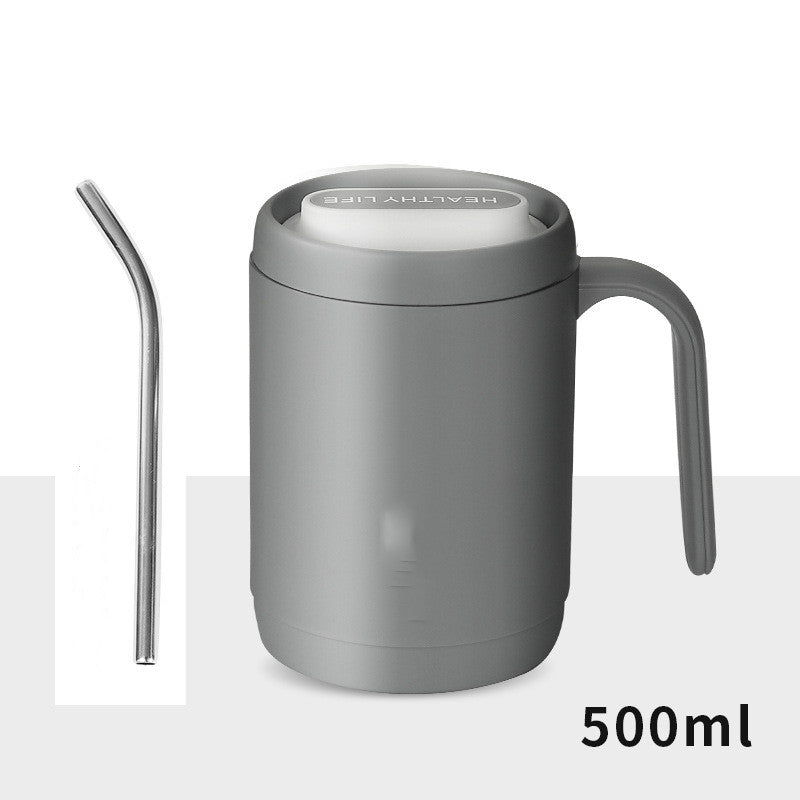 Stainless Steel Mug Creative Office Home dealsniper-net Grey Cup straw 304inner liner