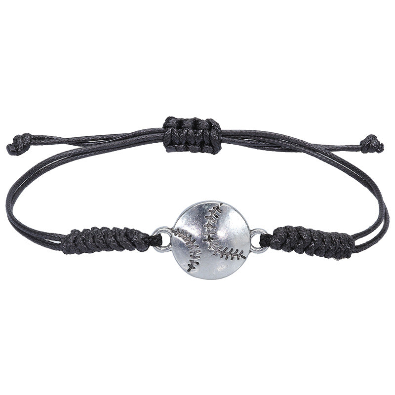 Hand Made Wax Thread Braided Hand Rope Alloy Bracelet Jewelry DealSniper.net Baseball