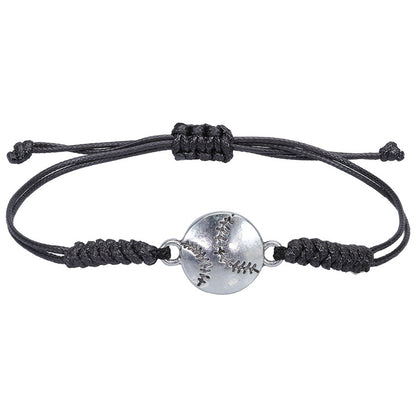 Hand Made Wax Thread Braided Hand Rope Alloy Bracelet Jewelry DealSniper.net Baseball