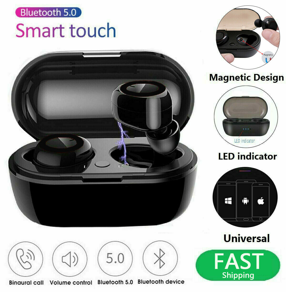 Waterproof Bluetooth 5.0 Wireless Earbuds Headphone Gadgets dealsniper-net