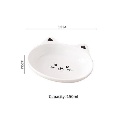 Ceramic Small Cat Face Shape Pet Food Bowl Cat Bowl Pets dealsniper-net Black bowl