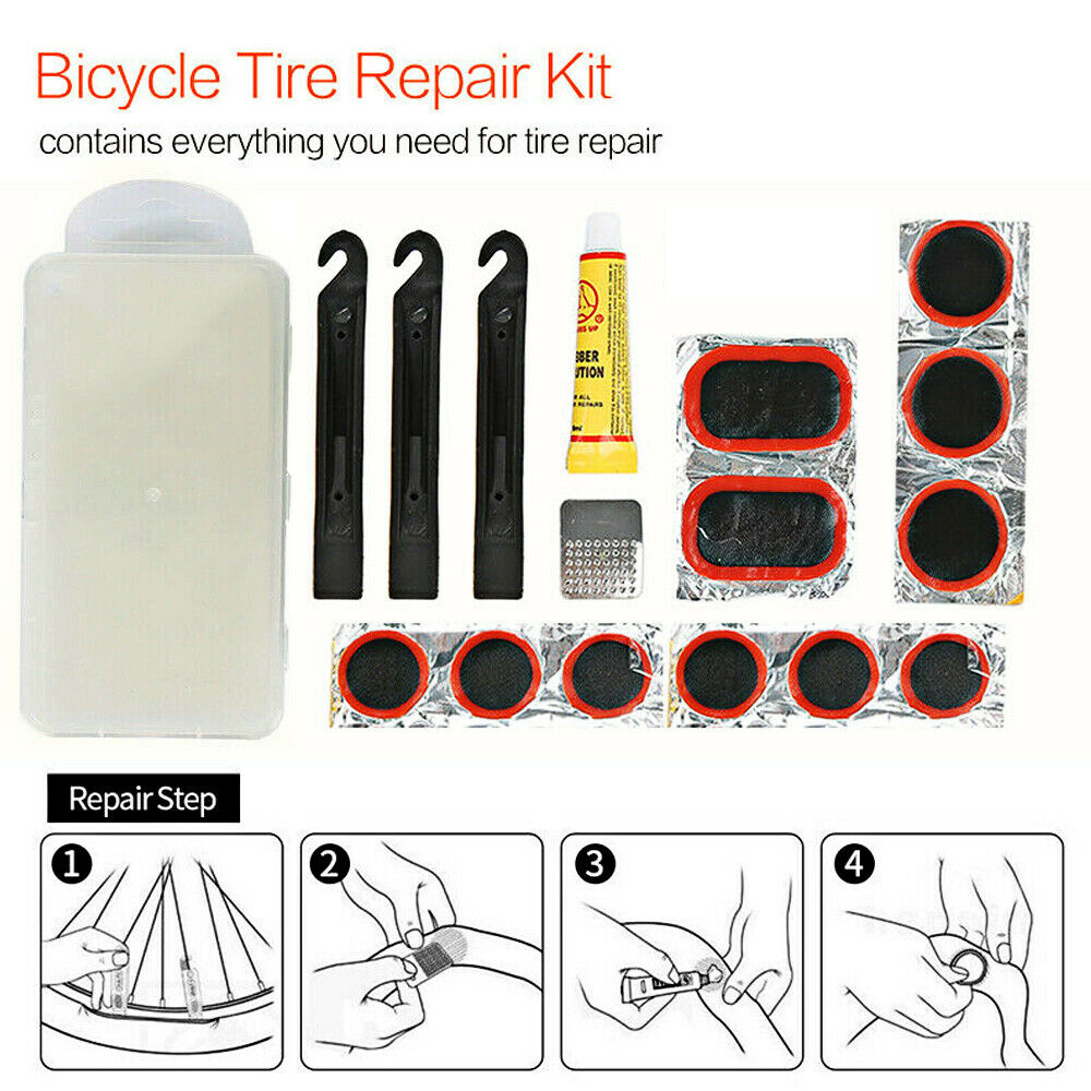 Bike Patch Kit Bicycle Tire Repair Inner Tube Fix Puncture Glue Patches Tool Set Vehicle dealsniper-net