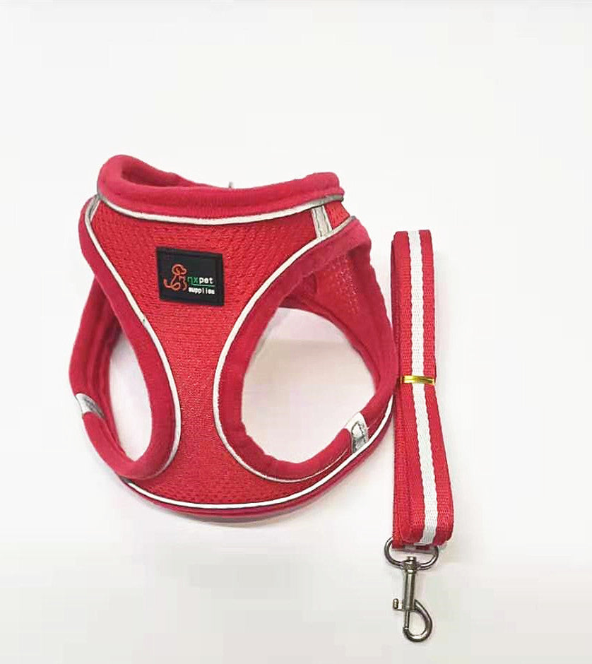 Anti-stroke Reflective Dog Chest Back Cat Leash Pets Gym From House Red2 1.5meters