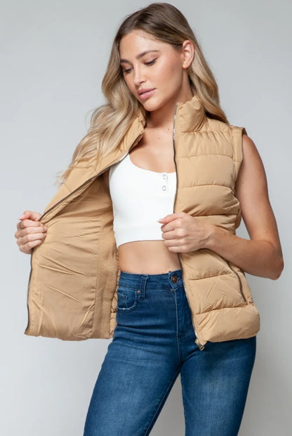 Snobbish Zip Up Turtleneck Vest With Pockets Women DealSniper.net