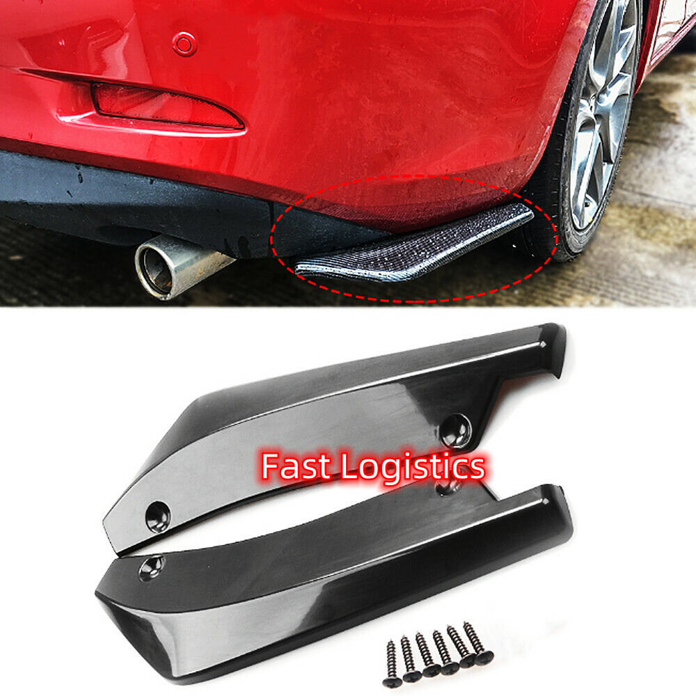 Pair Car Universal Black Rear Bumper Lip Diffuser Splitter Canard Protector US Vehicle dealsniper-net Black