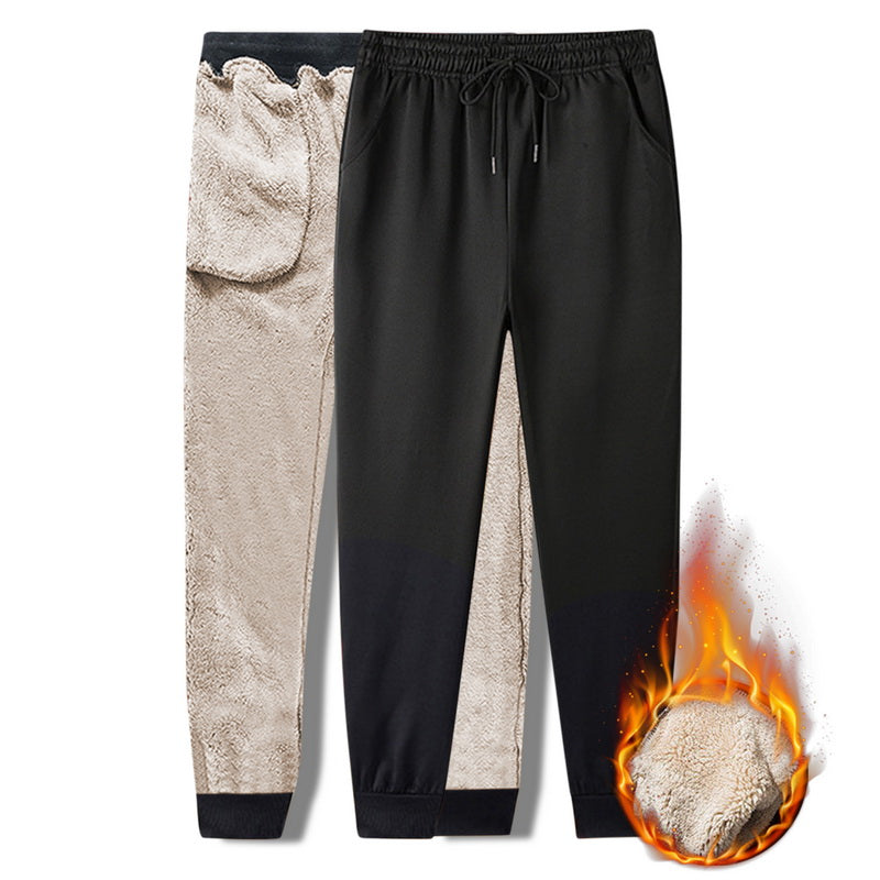 Autumn Winter Pants Men Women Trousers Warm Fleece Drawstring Pants M-5XL Men dealsniper-net