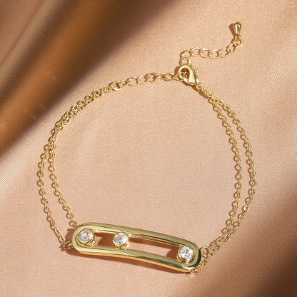 Cross-Border Classic Square-Shaped Light Luxury High-End Necklace Jewelry Gym From House Bp2182 bracelet gold