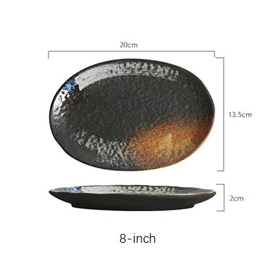Large Ceramic Rice Kitchen Household Flat Oval Large Plate Kitchen DealSniper.net Jiyun Danshaped plate 8inches