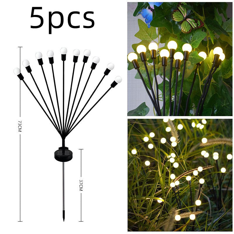 LED Pneumatic Firefly Ground Plug-in Lamp Garden dealsniper-net 5pcs Warm light 10heads