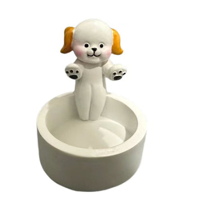 Cartoon Kitten Candle Holder Warming Its Paws Cute Pets Gym From House