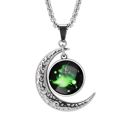 12 Constellation Moon Star Glowing Necklace Charm Jewelry Jewelry dealsniper-net