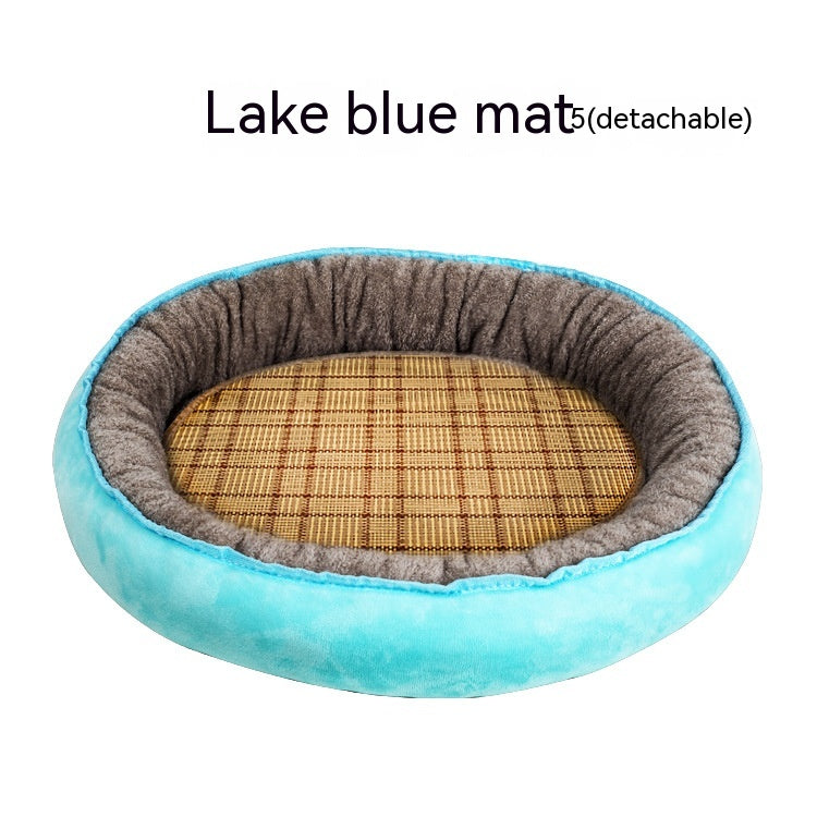 Four Seasons Universal Cat Nest For Deep Sleep Pets dealsniper-net Lake Blue Summer Sleeping Mat L