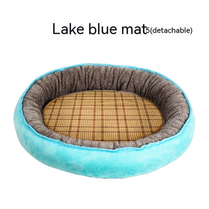 Four Seasons Universal Cat Nest For Deep Sleep Pets dealsniper-net Lake Blue Summer Sleeping Mat L