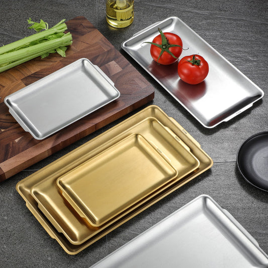 Thickened 304 Stainless Steel Rectangular Plate Korean Tray