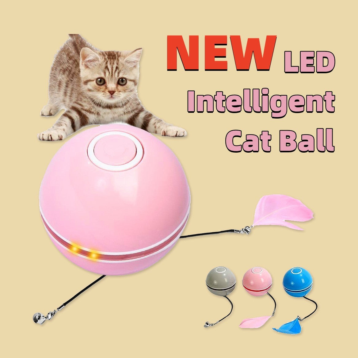 New Automatic LED Intelligent Cat Ball Funny Personality Toy Pets dealsniper-net