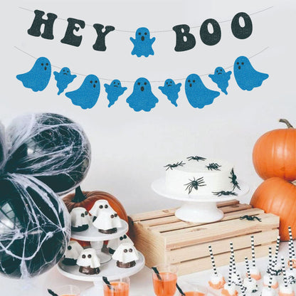 Halloween Party Hanging Flag Glitter Ghost Banner