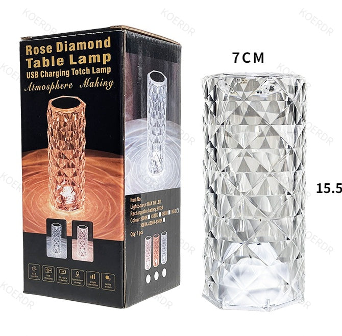 Clear Acrylic Crystal Rose Petal Table Lamp Home Decor Gym From House 3color Charging