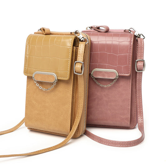 Mobile Phone Bag For Women Chain Stone Pattern