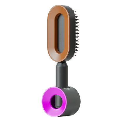 Self Cleaning Hair Brush For Women One-key Cleaning Hair Loss Airbag Massage Scalp Comb Anti-Static Hairbrush Beauty DealSniper.net Black gold Set