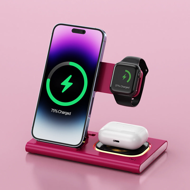 3 IN 1 15W Wireless Charging Charger Magnetic Night Light Gadgets Gym From House Purple