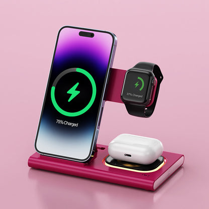 3 IN 1 15W Wireless Charging Charger Magnetic Night Light Gadgets Gym From House Purple