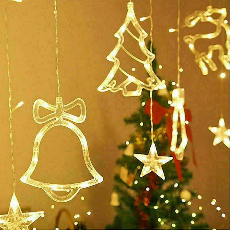 LED Fairy String Window Curtain Lights Star Christmas Xmas Party Home Indoor Home dealsniper-net