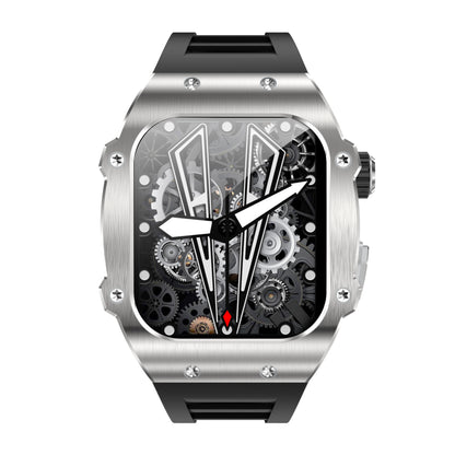 Men's Smart Watch Waterproof All-day Monitoring Jewelry DealSniper.net White Frame Black Strap