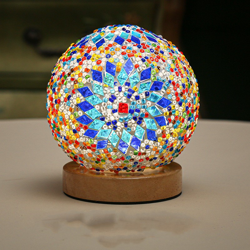 Small Night Light Bohemian Style Rechargeable Table Lamp Home Decor Gym From House Boho blue USB Gift box remote control heat