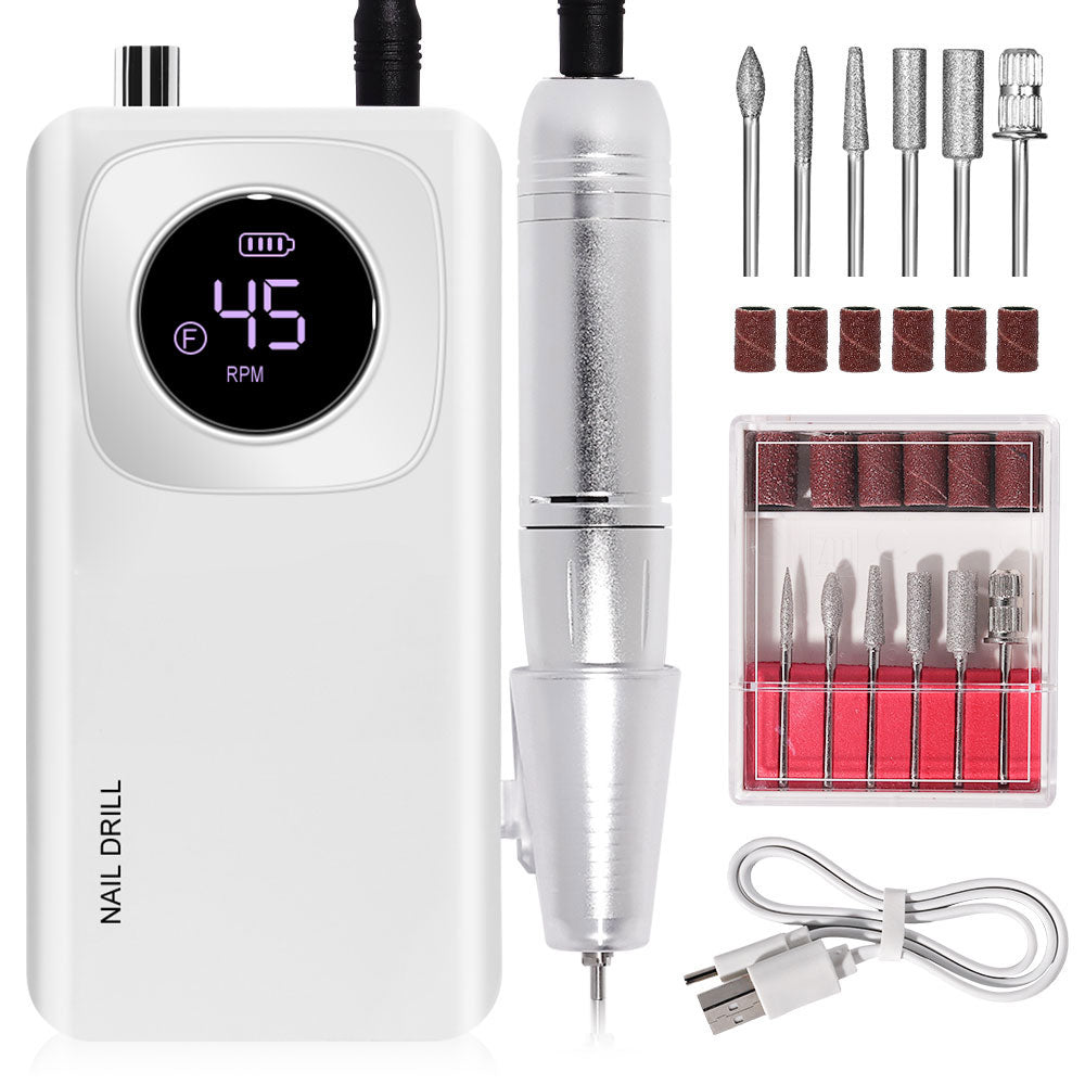 Rechargeable Electric Nail File Professional Efile Nail Drill Kit Beauty dealsniper-net White