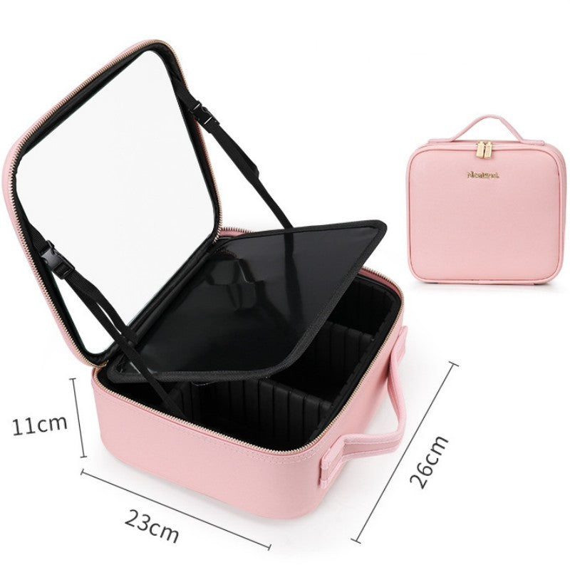 Smart LED Cosmetic Case With Mirror Cosmetic Bag Beauty dealsniper-net Pink 12inches No LED