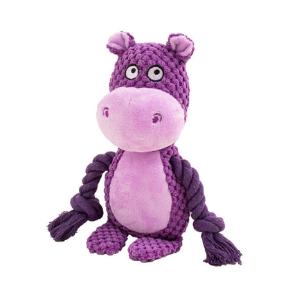 Pet Plush Sound Cotton Rope Toys Interactive Tug Of War Training Pets DealSniper.net Hippo