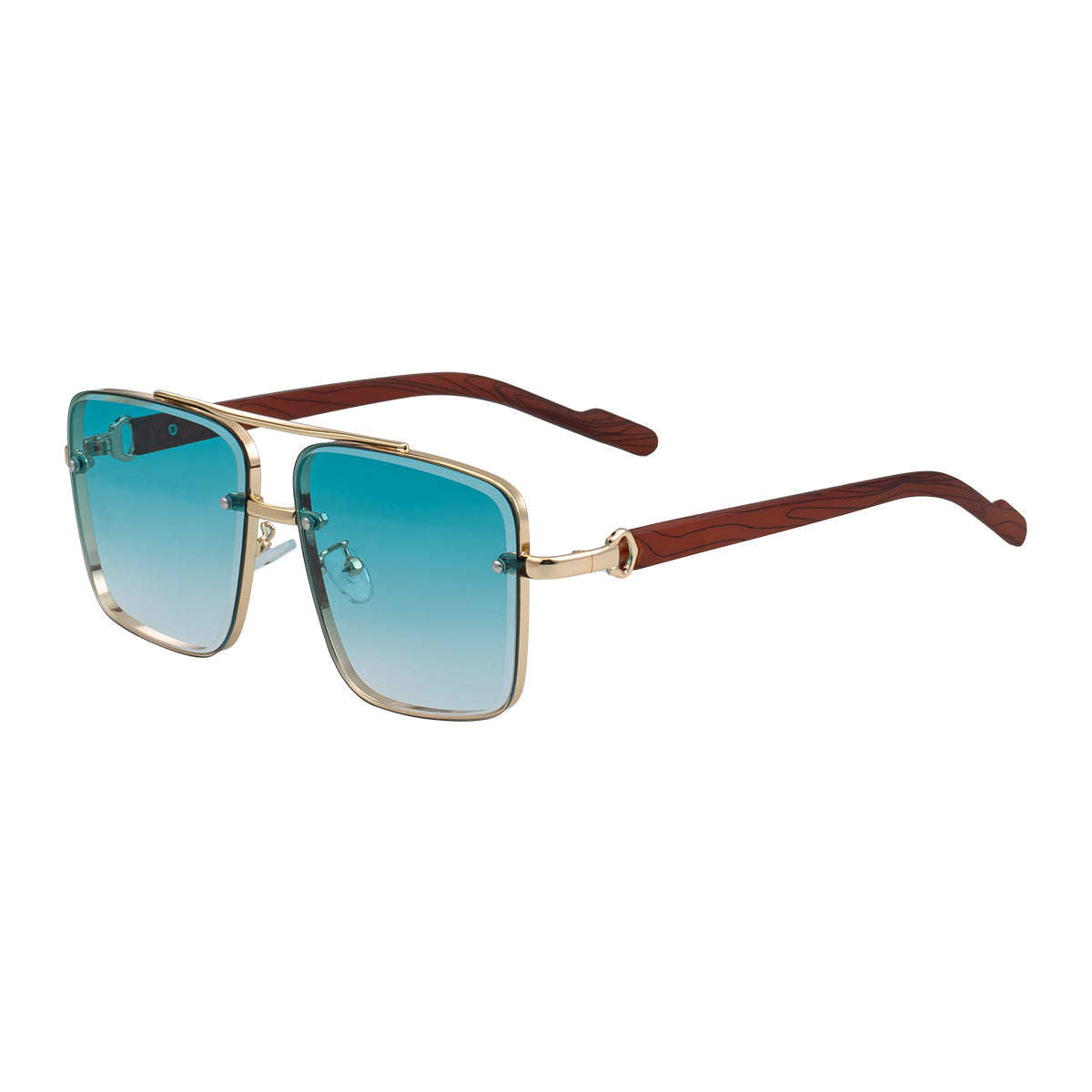 Square Frame Cut Edge Sunglasses Men's Imitation Wood Grain Men Gym From House C5 gradually green copper