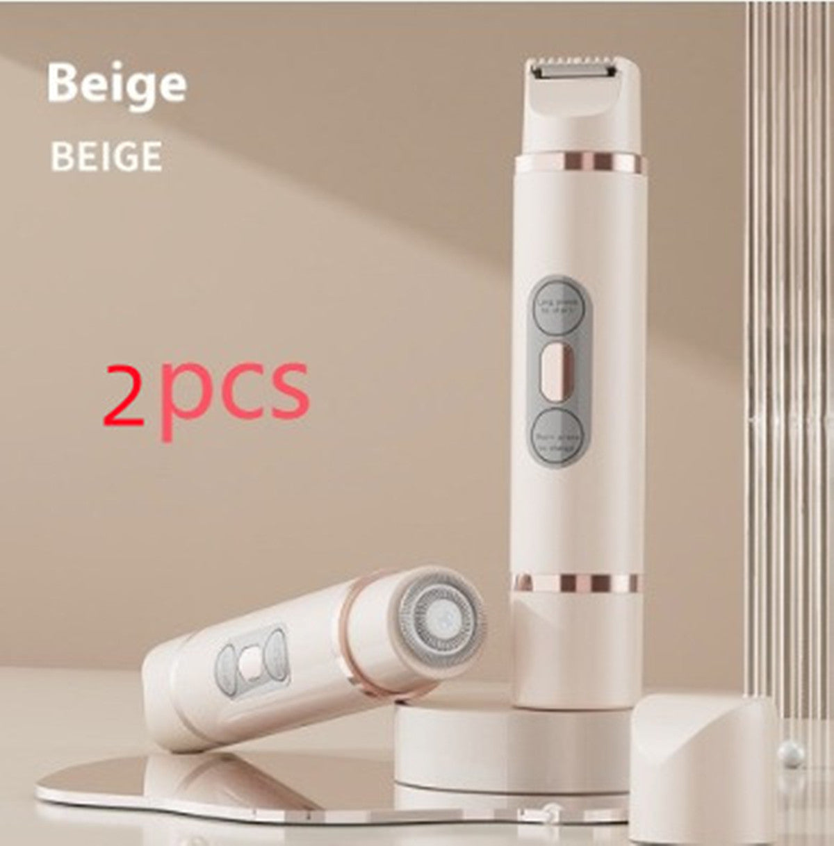Dual-Head Electric Shaver Painless Women's Epilator Beauty Gym From House Beige 2pcs