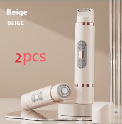 Dual-Head Electric Shaver Painless Women's Epilator Beauty Gym From House Beige 2pcs